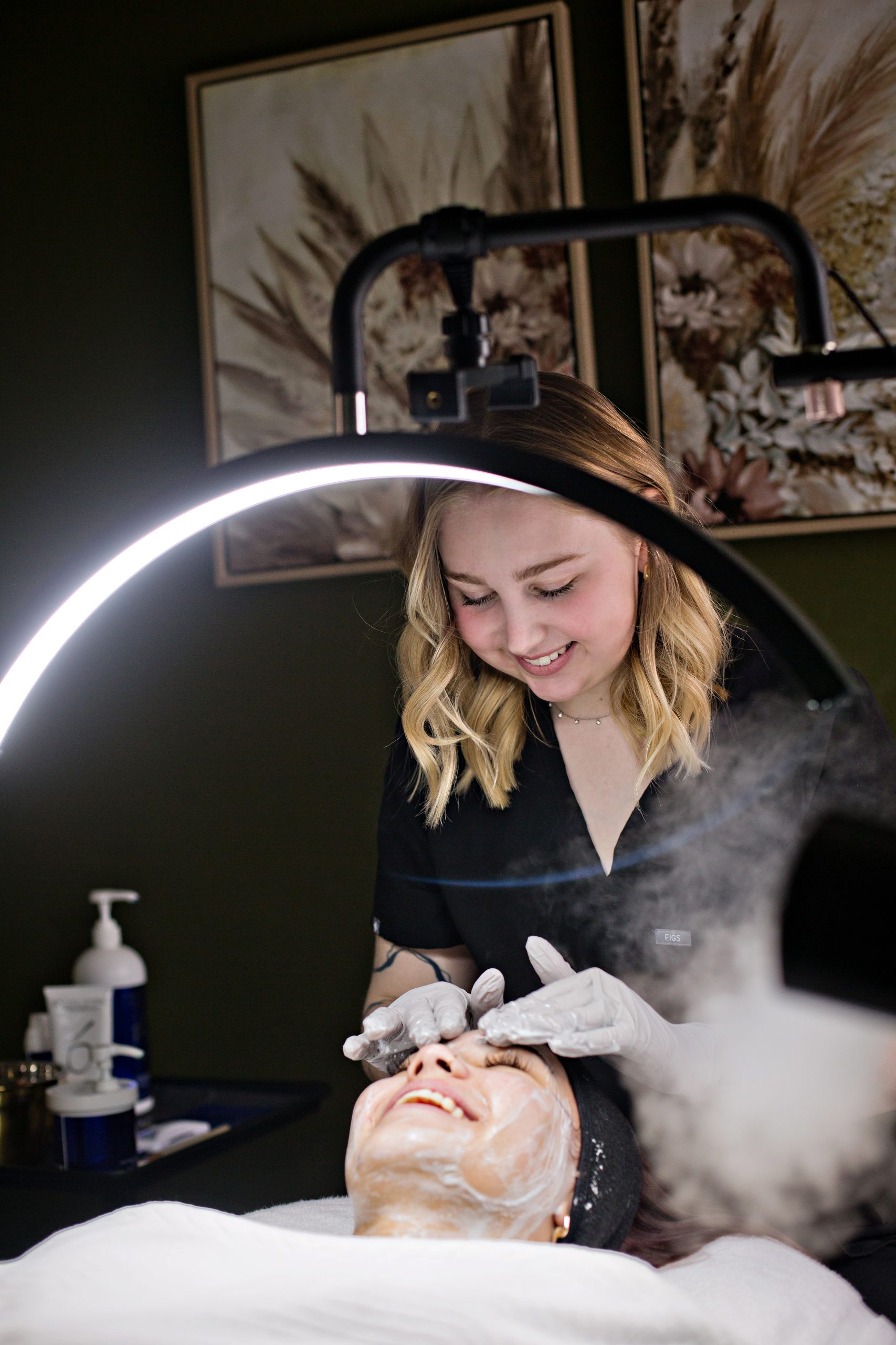 Esthetician facial treatment